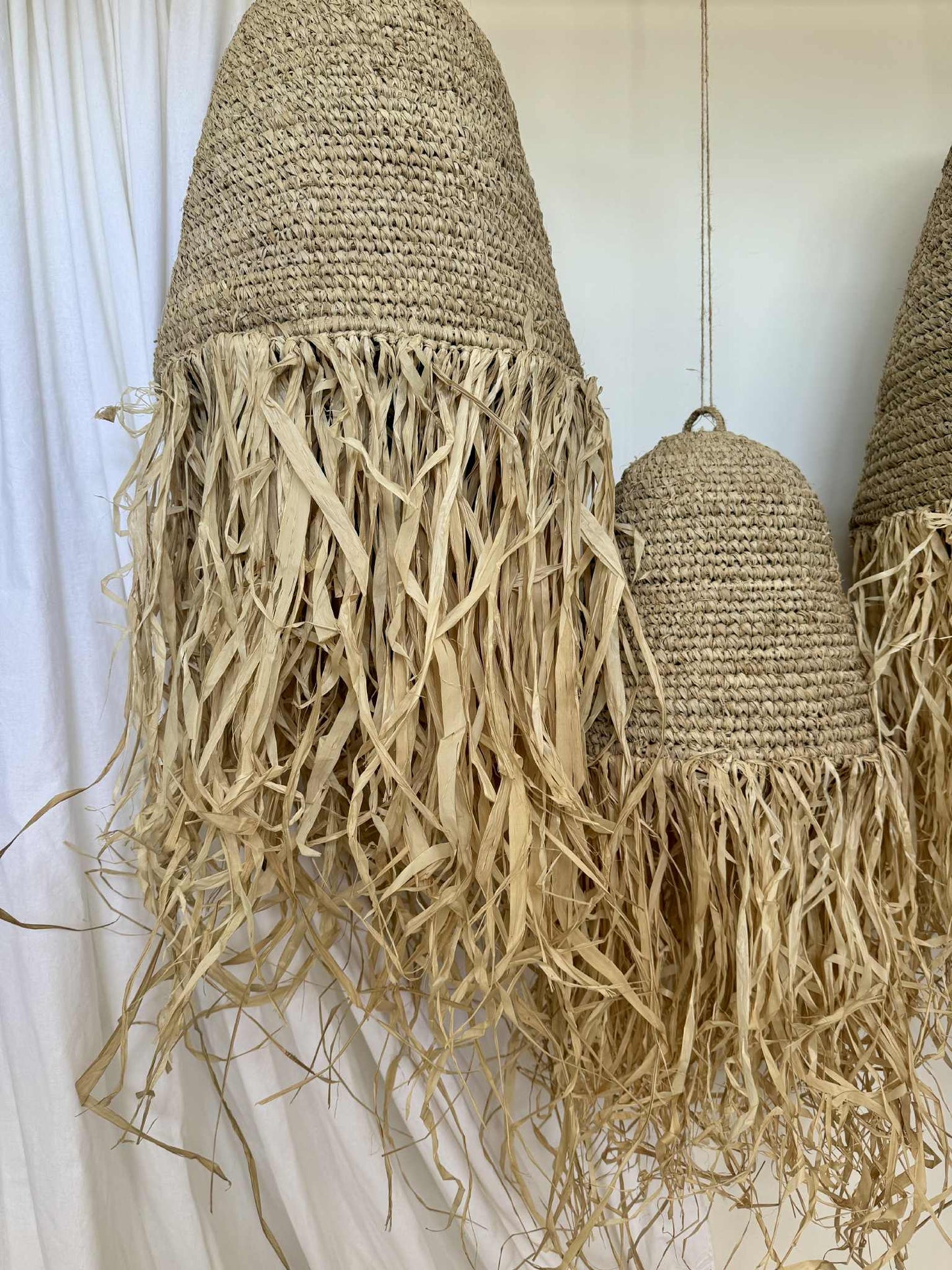 Raffia & Sea Grass Light Pendant Set