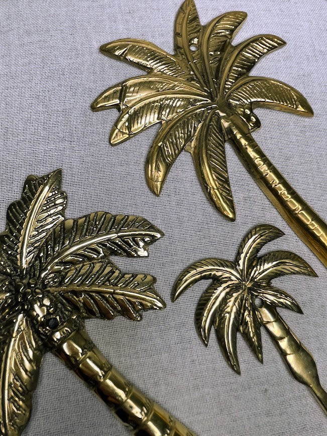 Close up details of brass palm tree hooks