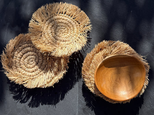 Natural Raffia Coaster Set