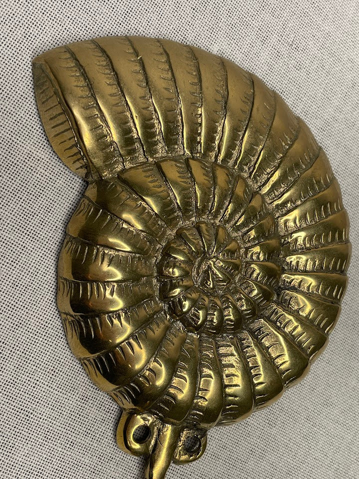 Close up details of a brass shell hook