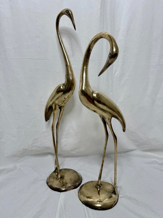 Unique Brass Heron Statues