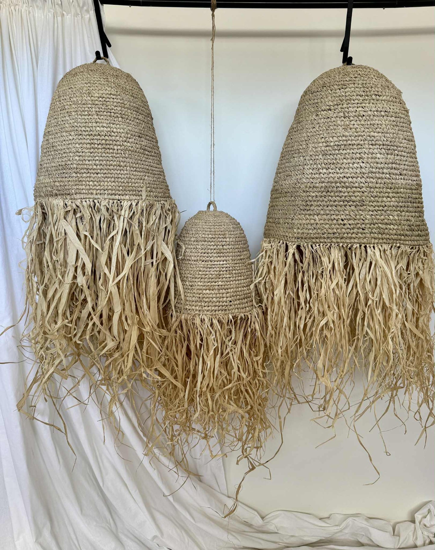 Raffia & Sea Grass Light Pendant Set