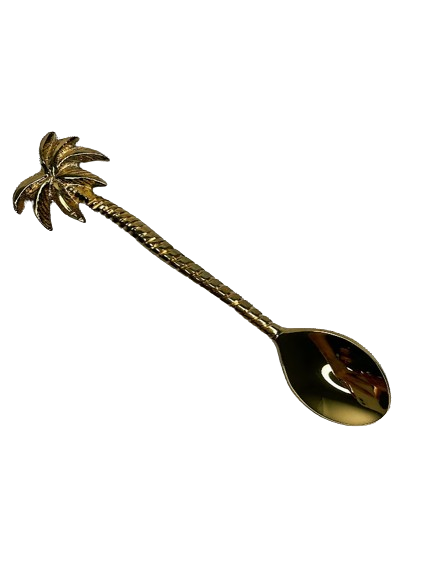 Brass teaspoon with palm tree detailing