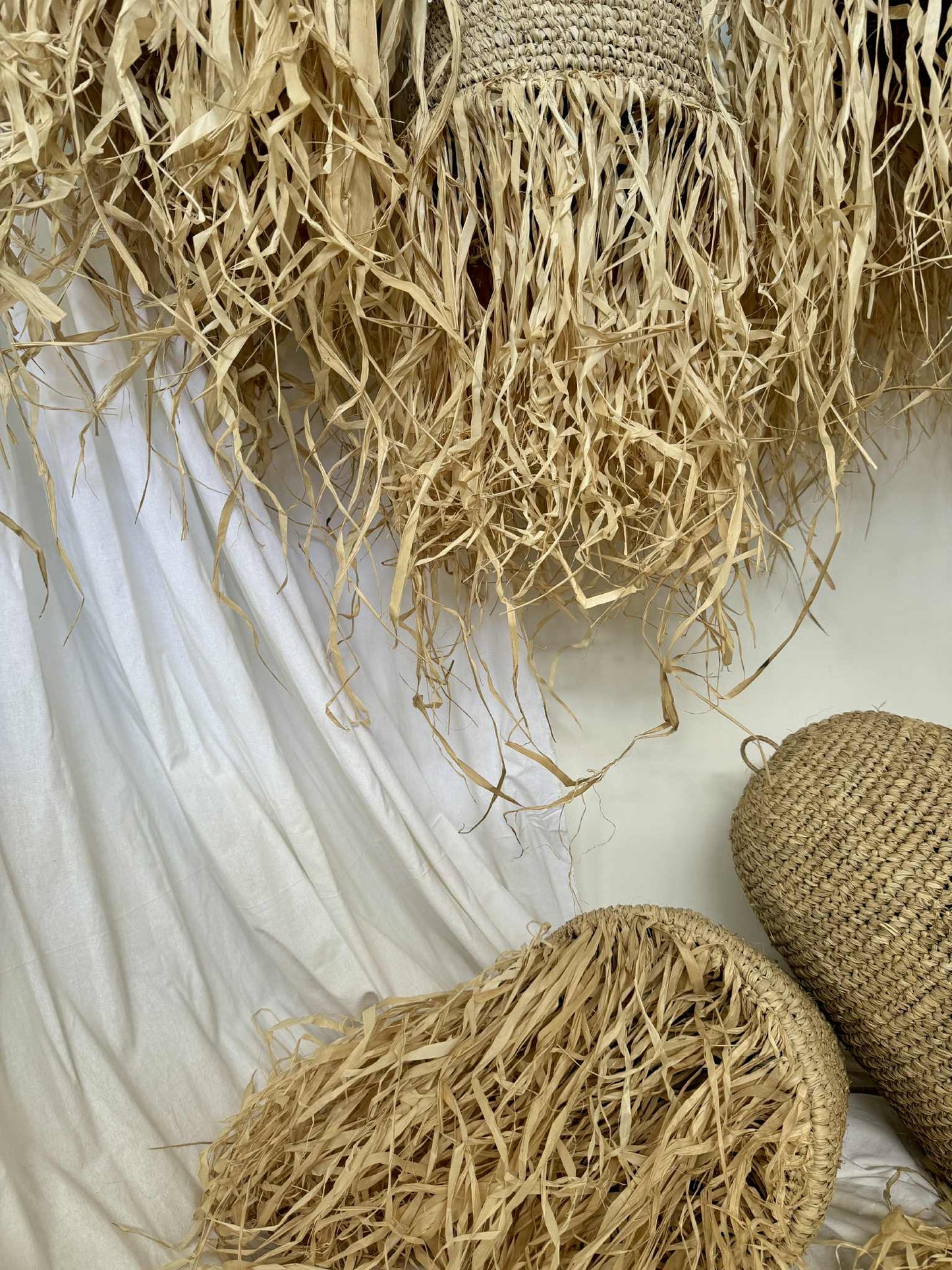 Raffia & Sea Grass Light Pendant Set
