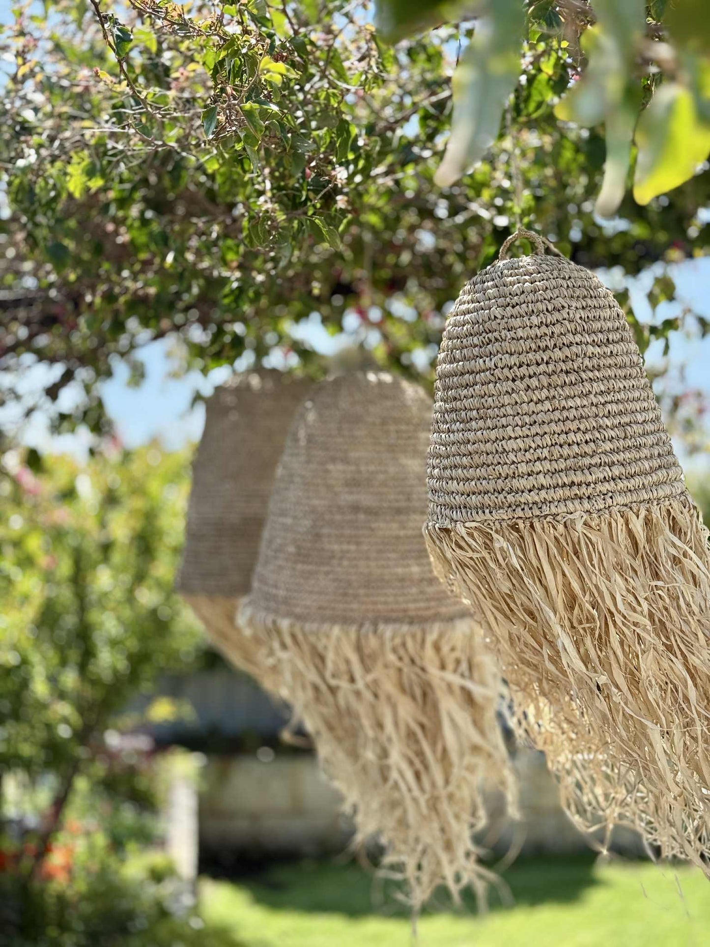 Raffia & Sea Grass Light Pendant Set