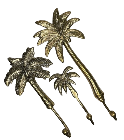 Three Brass Palm Tree Hooks