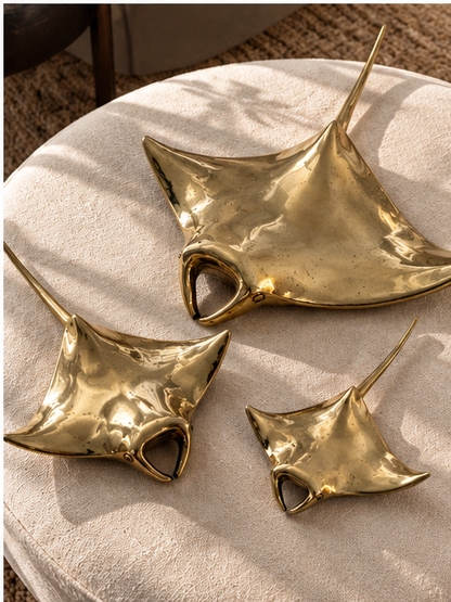 Brass Manta Ray Sculpture