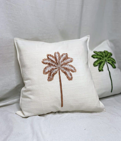 Two Cushion with tropical palm design hand embroidered​

