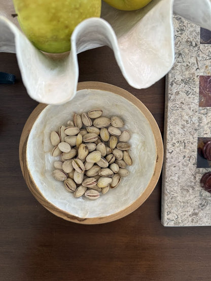 Teak Wood and Natural Shell Bowl - Vita Haus