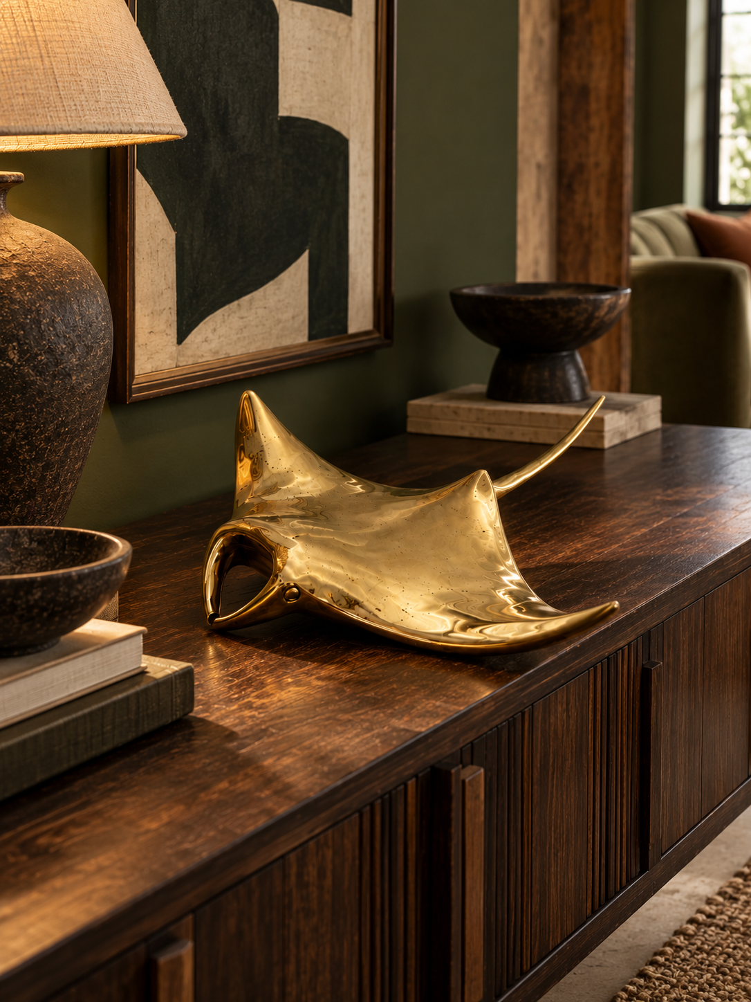 Brass Manta Ray Sculpture