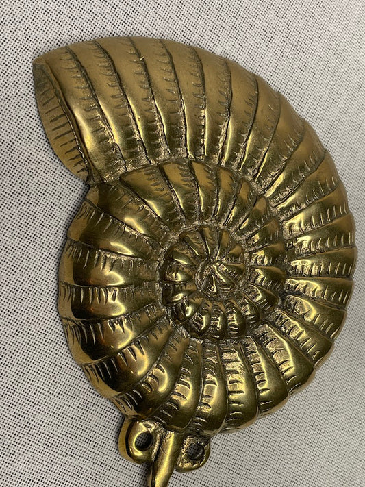 Close up details of a brass shell hook