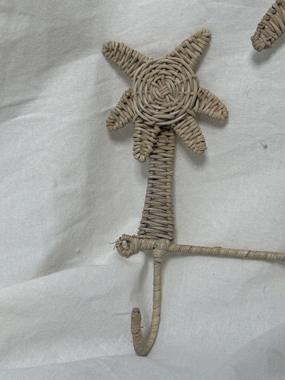 Close up details of hand woven rattan palm tree hook