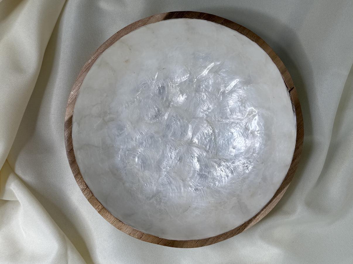 Teak Wood and Natural Shell Bowl - Vita Haus