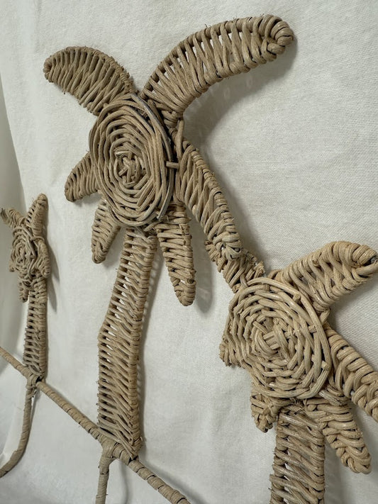 Close up details of handmade Palm Tree Rattan Hooks 