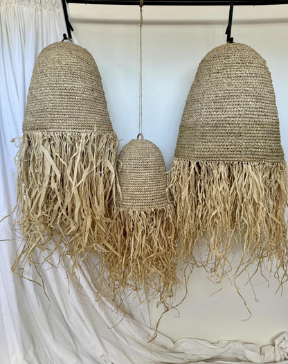 Raffia & Sea Grass Light Pendant Set