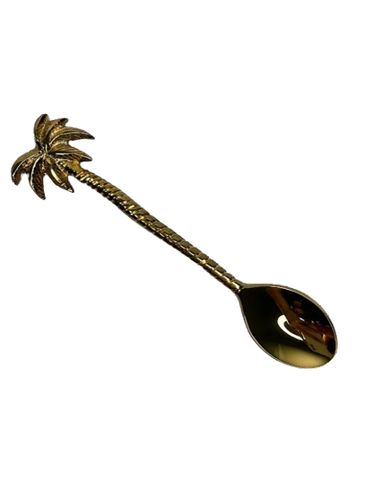 Brass teaspoon with palm tree detailing