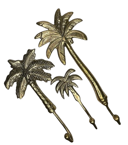Three Brass Palm Tree Hooks