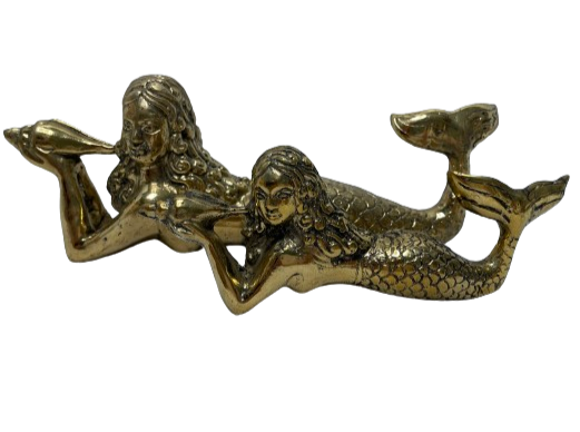 two brass mermaid figurines 